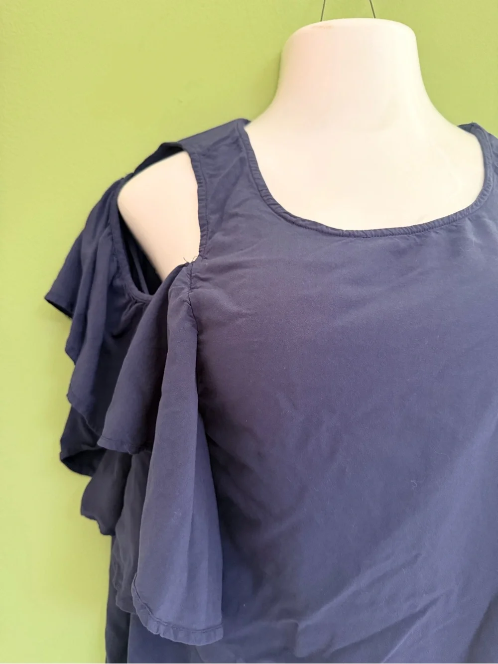 Michael Kors Navy Cold-Shoulder Ruffle dress